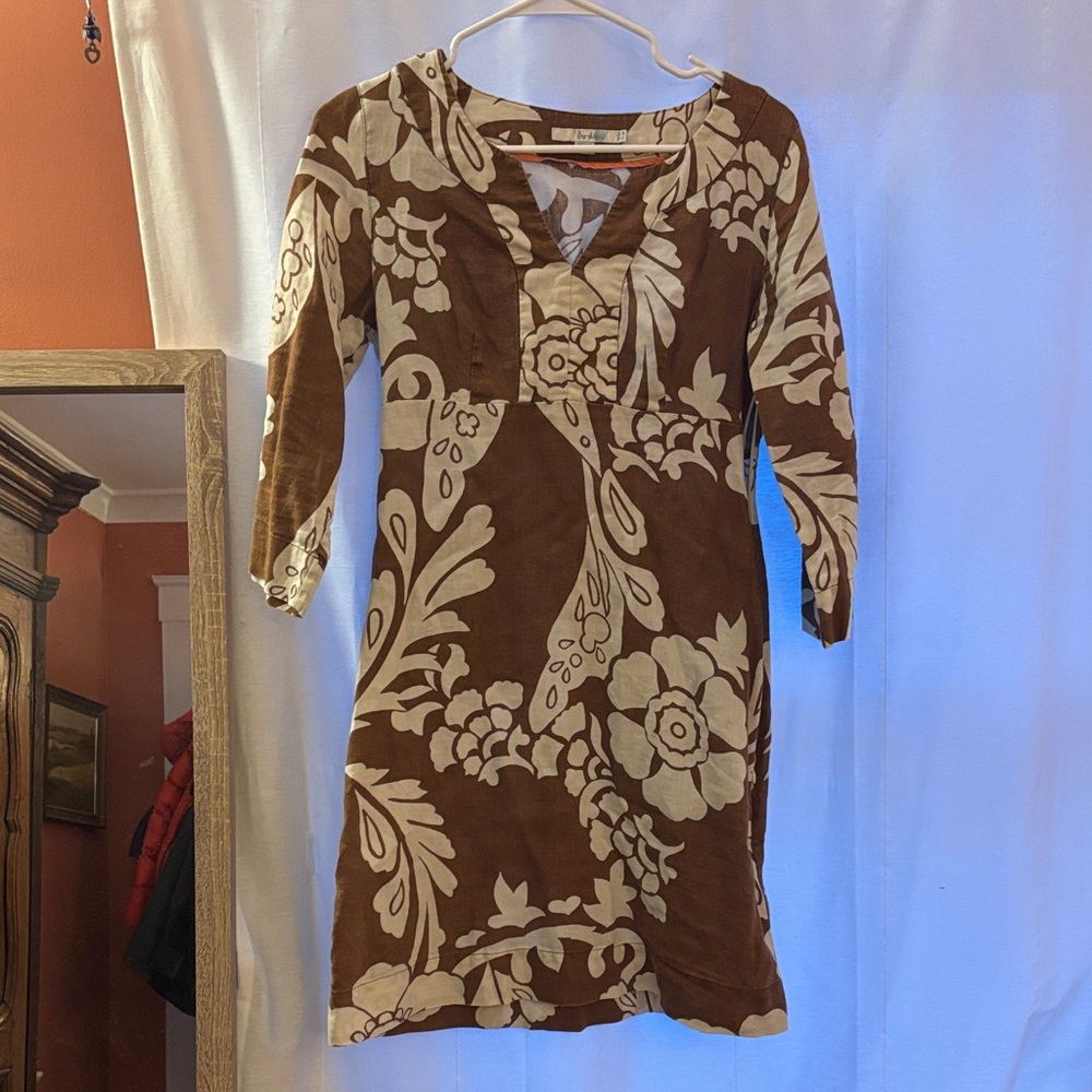 Boden Floral Brown and white Dress size 4